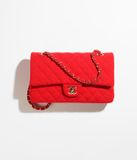  Túi Nữ Chanel Wool Jersey Gold Tone Metal 'Red' 