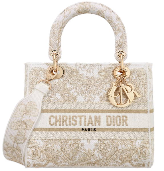  Túi Nữ Dior Medium Lady D-lite Bag 'Gold-tone White Butterfly' 