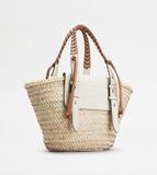  Túi Nữ Tod's Shopping Bag Straw Leather Medium 'White' 