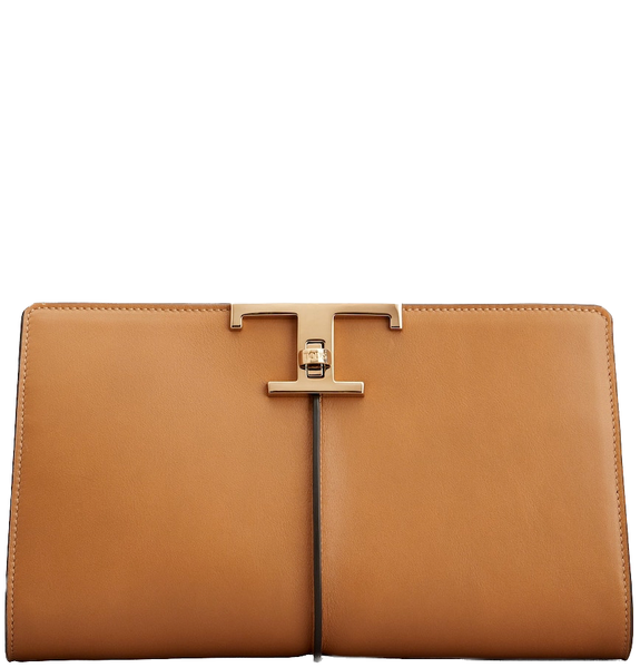  Túi Nữ Tod's T Timeless Clutch Bag Leather Small 'Brown' 