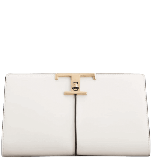  Túi Nữ Tod's T Timeless Clutch Bag Leather Small 'White' 