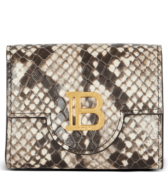  Ví Balmain B-buzz Snakeskin-effect Leather Purse 'Brown' 