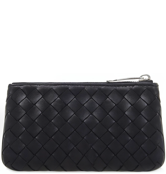  Ví Bottega Veneta Intrecciato Zipper Clutch 'Black' 