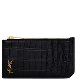  Ví Saint Laurent Tiny Cassandre Zip Card Case 'Black' 