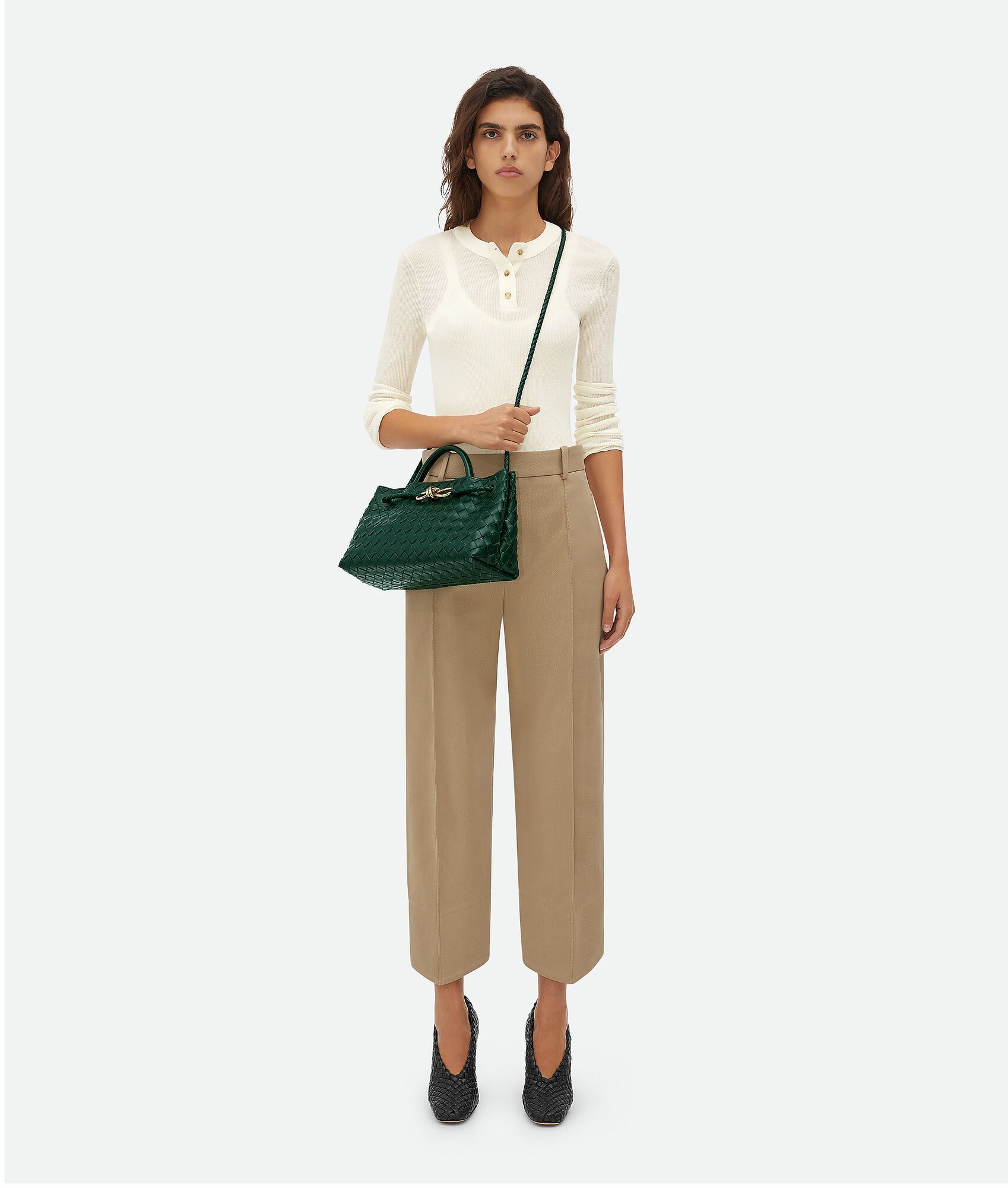  Túi Nữ Bottega Veneta Small East West Andiamo 'Emerald Green' 