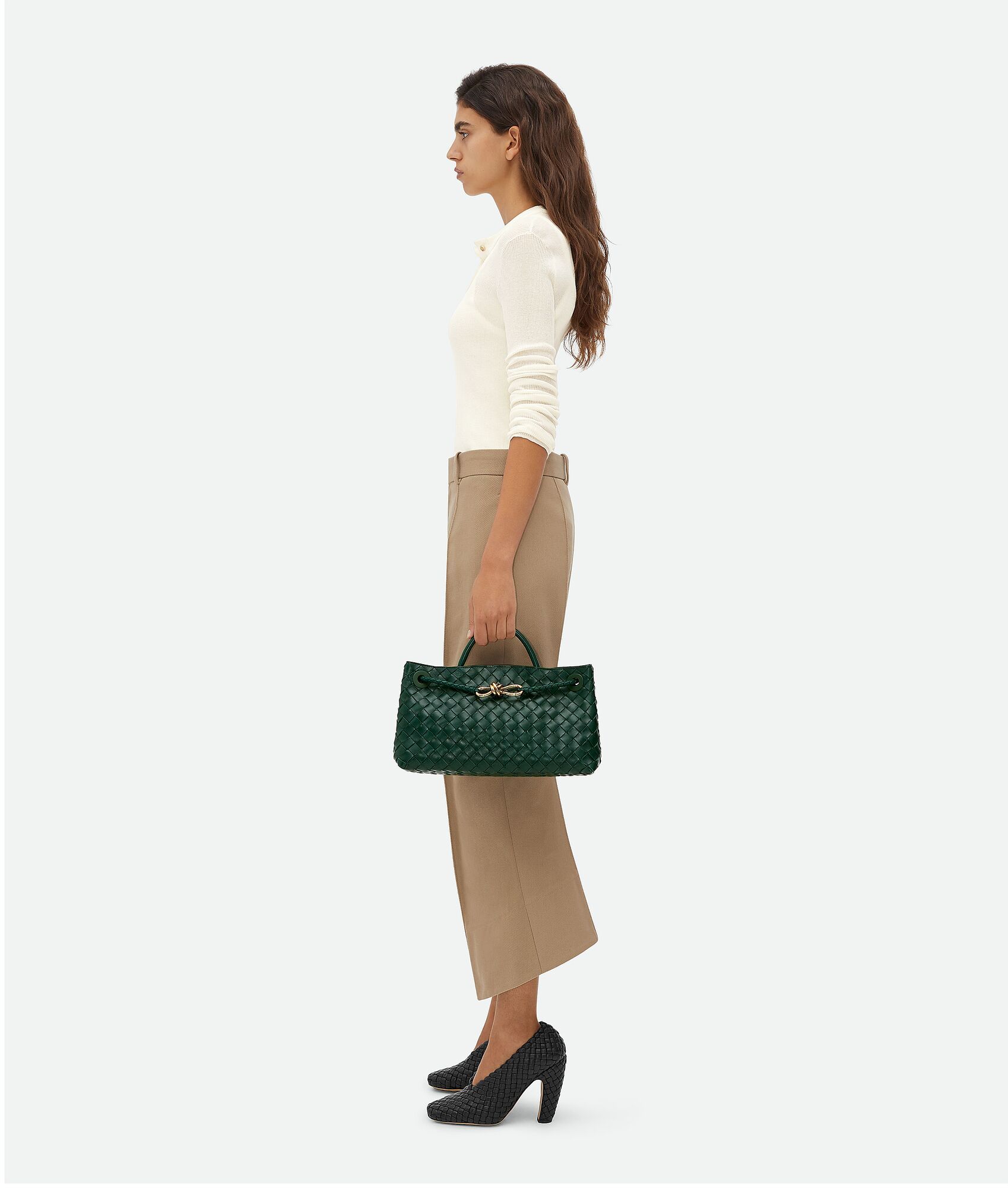  Túi Nữ Bottega Veneta Small East West Andiamo 'Emerald Green' 