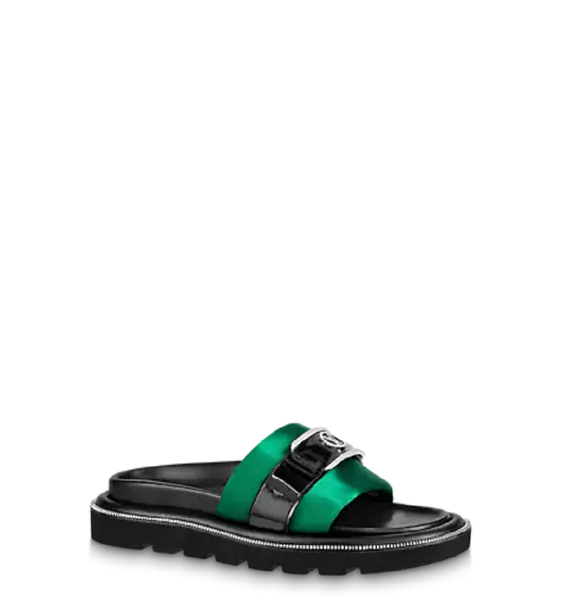  Dép Nữ Louis Vuitton Pool Pillow Flat Comfort Mules Green 