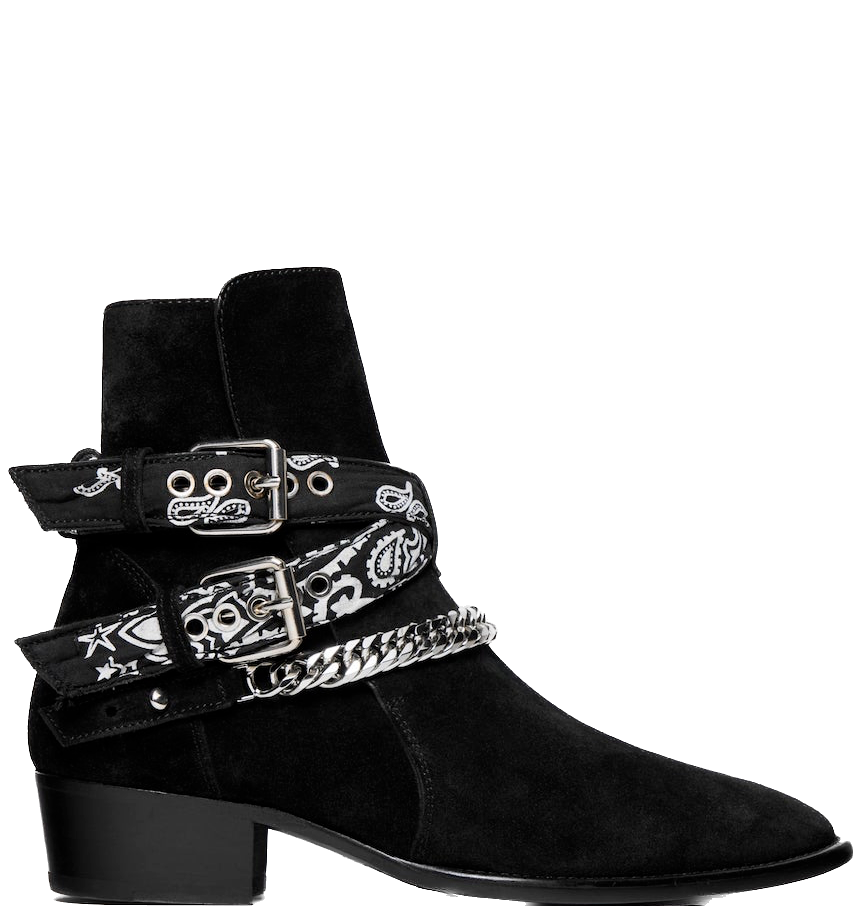 Amiri black bandana buckle boots online