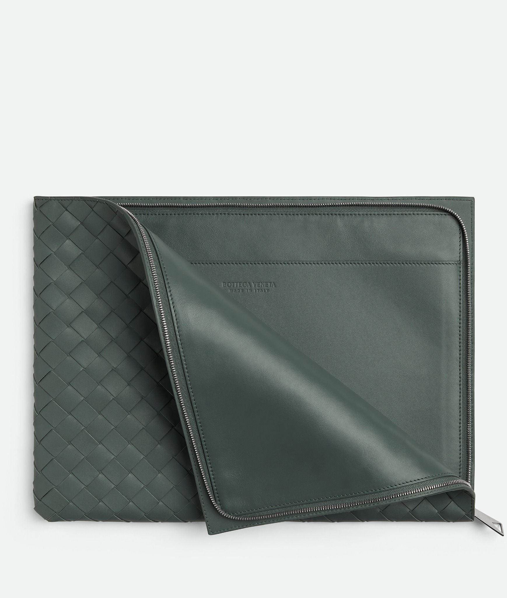  Túi Nam Bottega Veneta Intrecciato Half Zip Pouch 'Slate' 