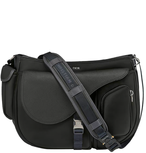  Túi Nam Dior Sacai Saddle Soft Technical Fabric Grained Calfskin 'Black' 