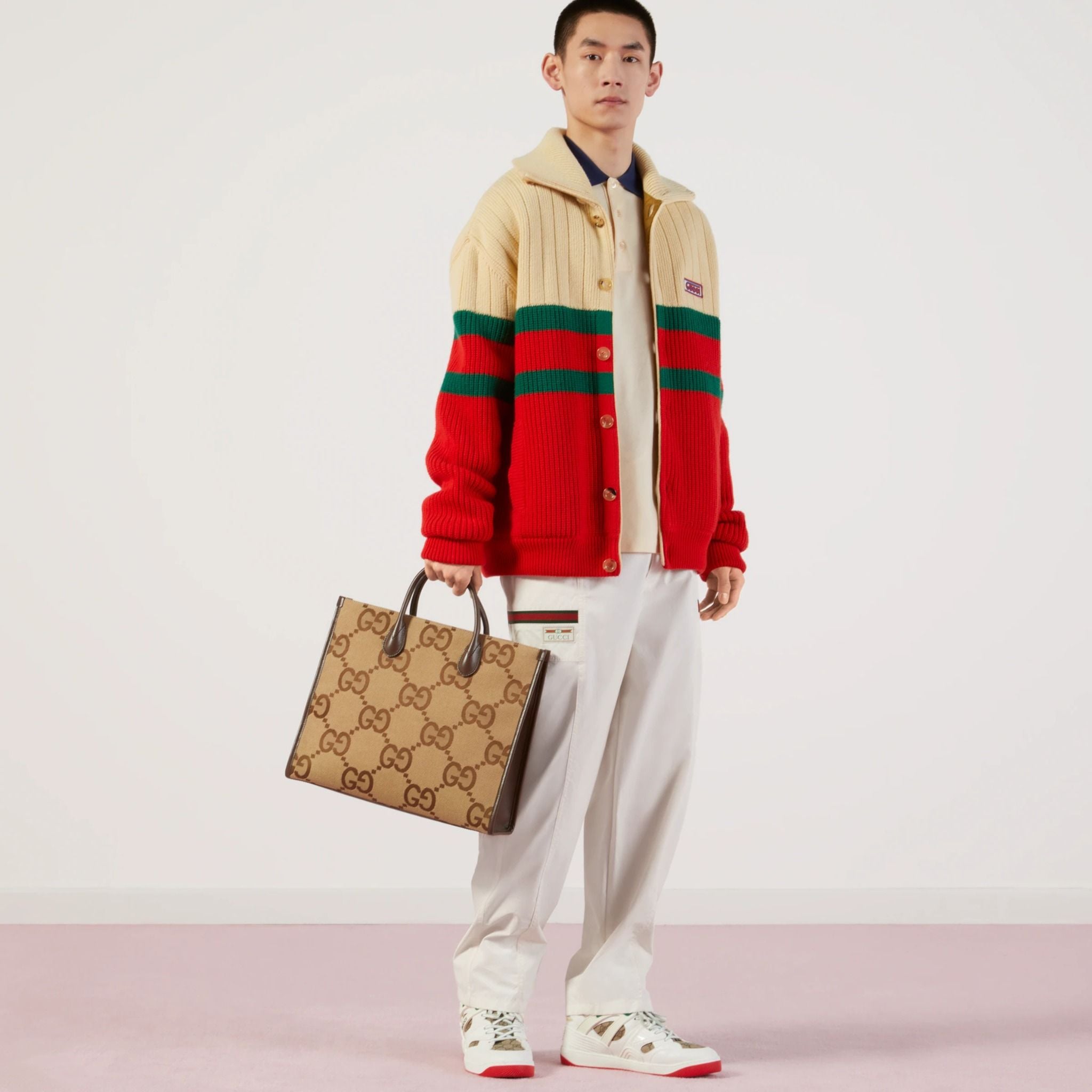  Túi Nam Gucci Jumbo GG Tote Bag 'Camel' 
