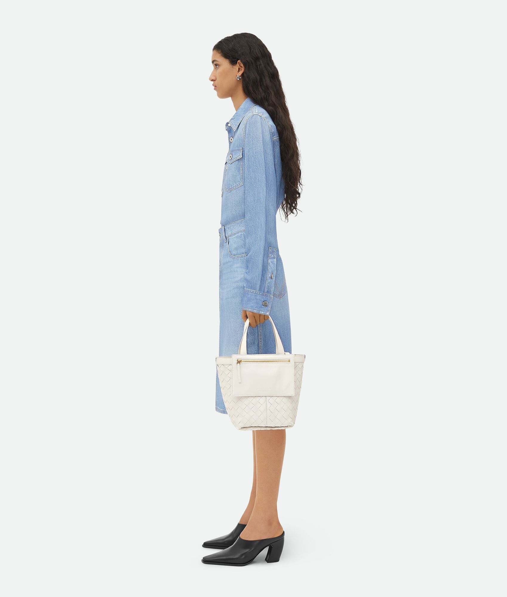  Túi Nữ Bottega Veneta Small Flip Flap 'Chalk' 