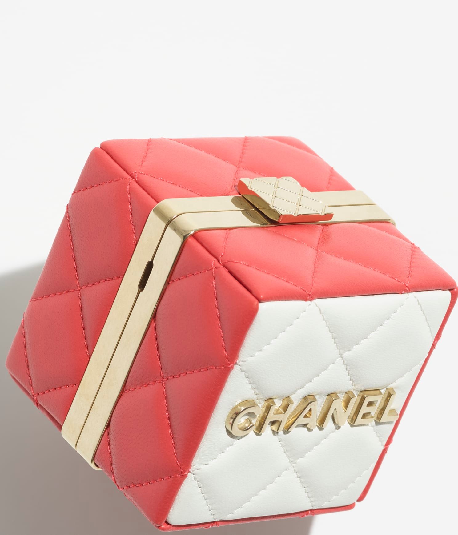  Túi Nữ Chanel Clutch With Chain Lambskin Gold Metal 'Red White' 