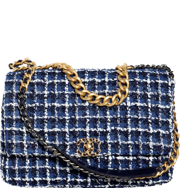  Túi Nữ Chanel Cotton Tweed Gold Tone Ruthenium Finish Metal 'Navy' 