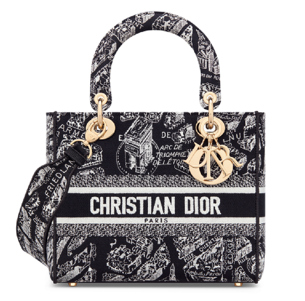  Túi Nữ Dior Medium Lady D-Lite Bag 'Black White' 