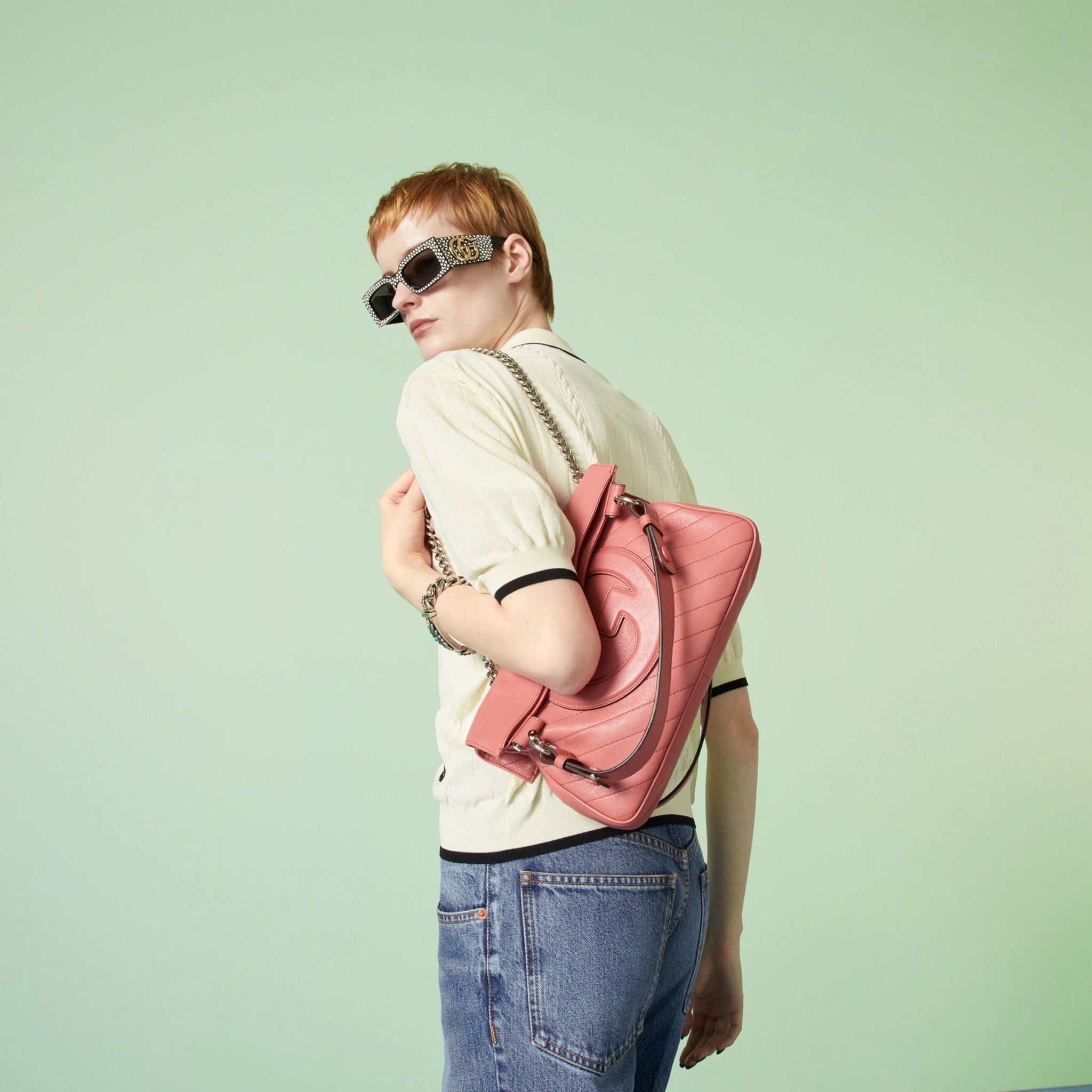  Túi Nữ Gucci Blondie Small Tote Bag 'Pink' 