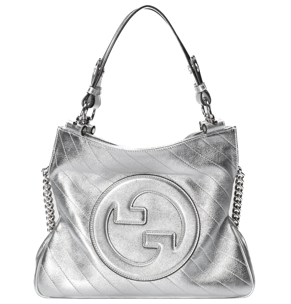  Túi Nữ Gucci Blondie Small Tote Bag 'Silver Lamé' 