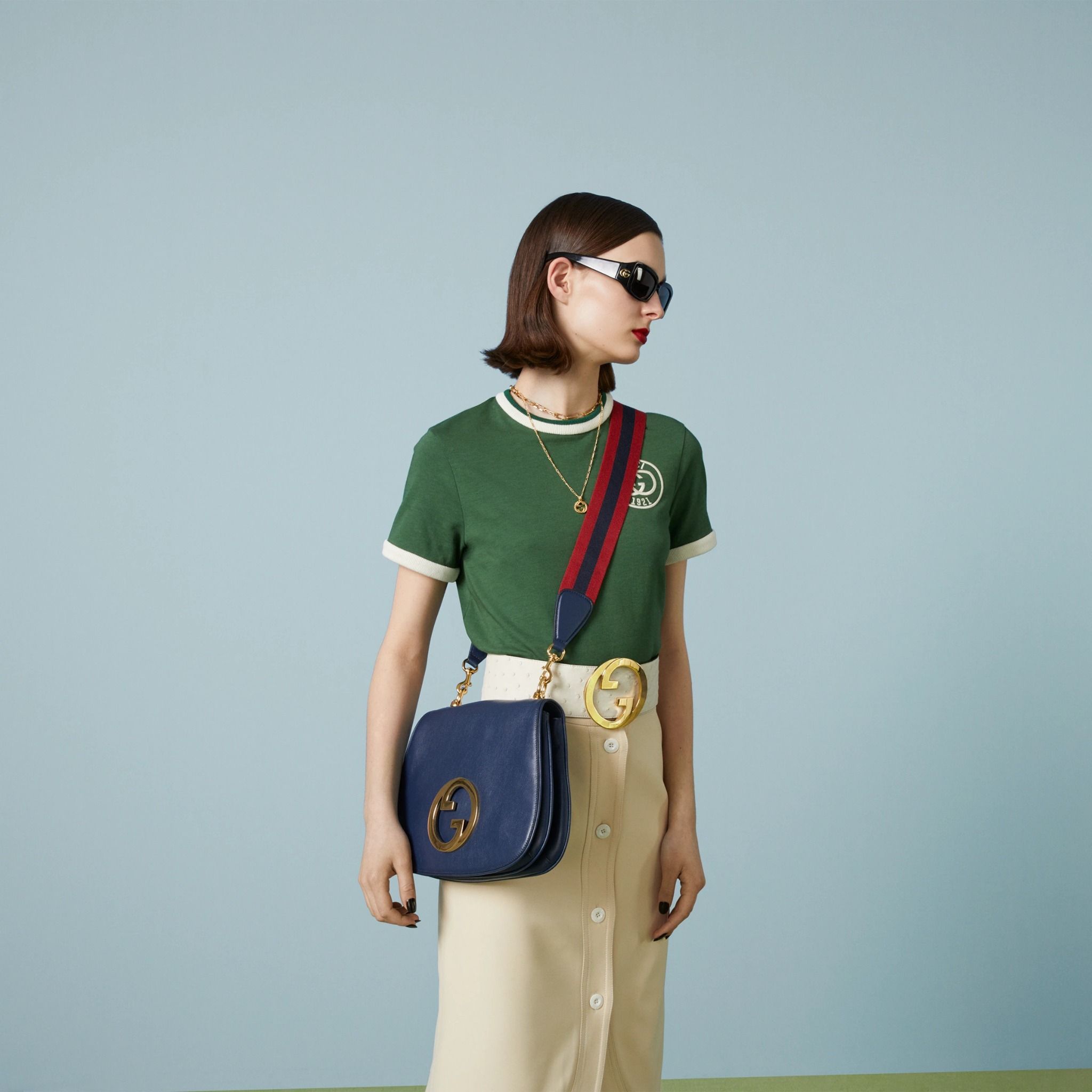  Túi Nữ Gucci Blondie Top Handle Bag 'Blue' 