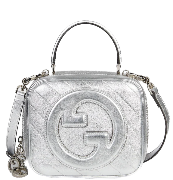  Túi Nữ Gucci Blondie Top Handle Bag 'Metallic Silver' 