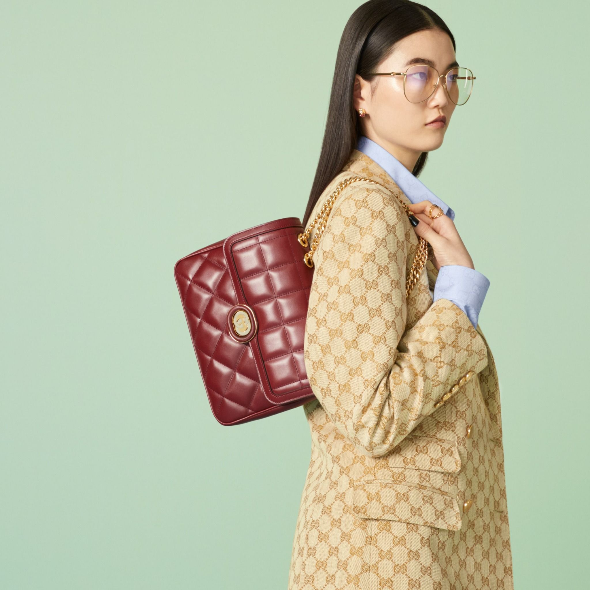 Túi Nữ Gucci Deco Small Shoulder Bag 'Dark Red' 740834-AAB1Q-6402