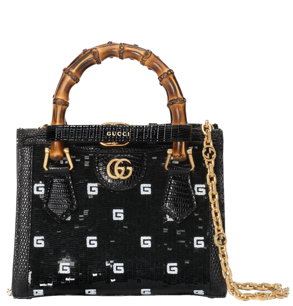  Túi Nữ Gucci Diana Mini Sequin Tote Bag 'Black' 