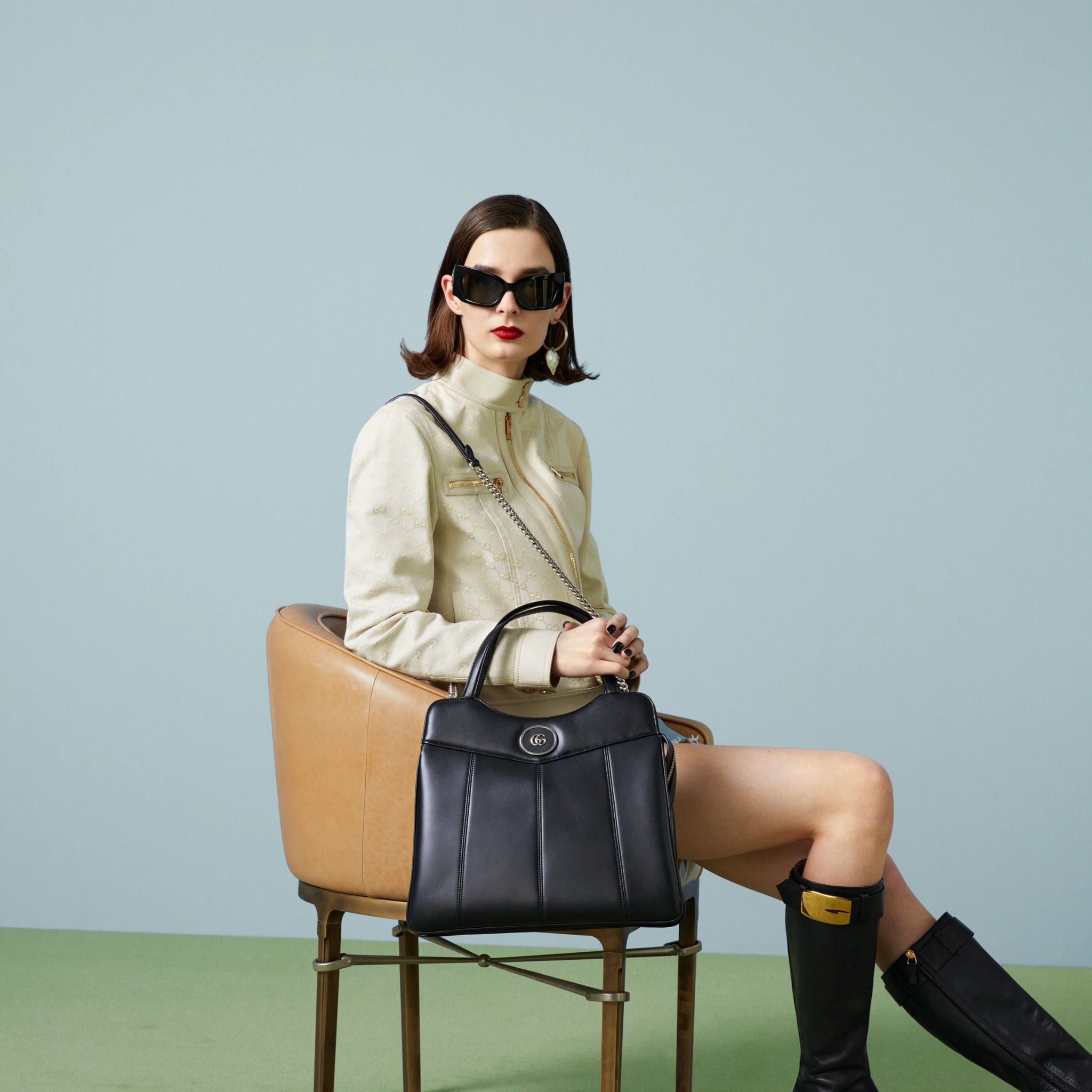  Túi Nữ Gucci Petite GG Medium Tote Bag 'Black' 