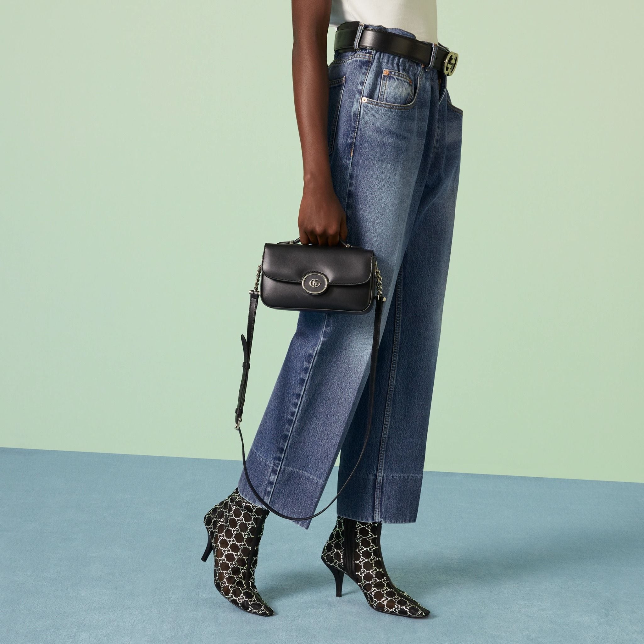  Túi Nữ Gucci Petite GG Mini Shoulder Bag 'Black' 