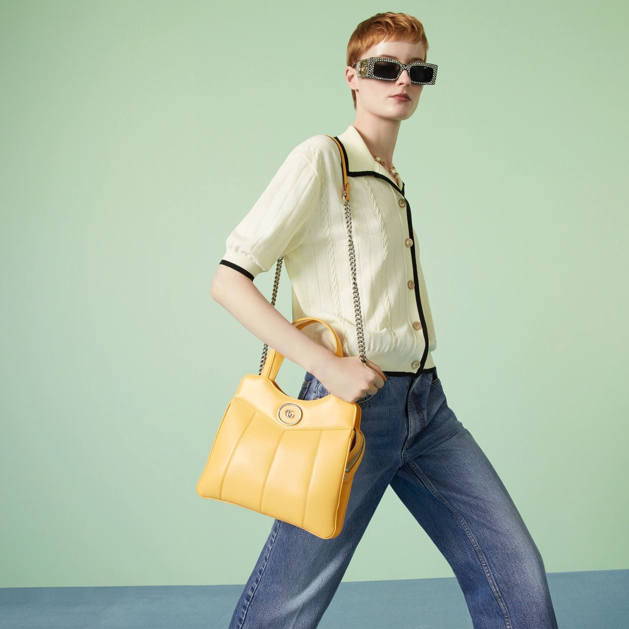  Túi Nữ Gucci Petite GG Small Tote Bag 'Yellow' 