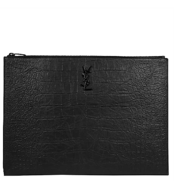  Túi Nam Saint Laurent Monogram Document Holder Crocodile Embossed Leather 'Black' 