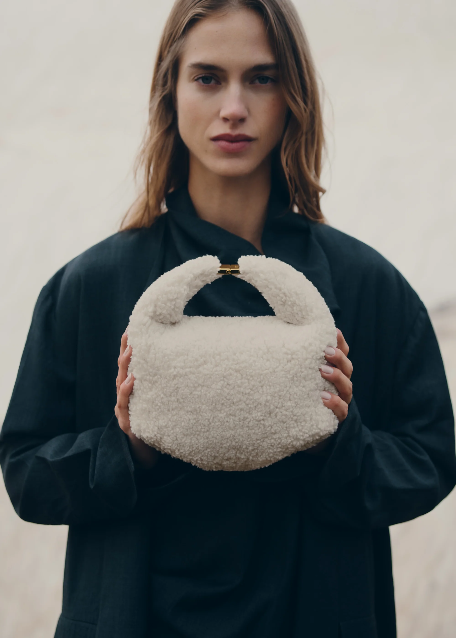  Túi Nữ Polene Béri Ecru Shearling 'White' 