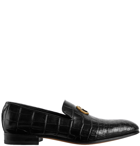  Giày Nam Gucci Crocodile Loafer 'Black' 