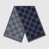  Khăn Gucci Check GG Wool Scarf 'Blue' 