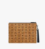  Túi MCM Aren Wristlet Zip Pouch 'Cognac' 