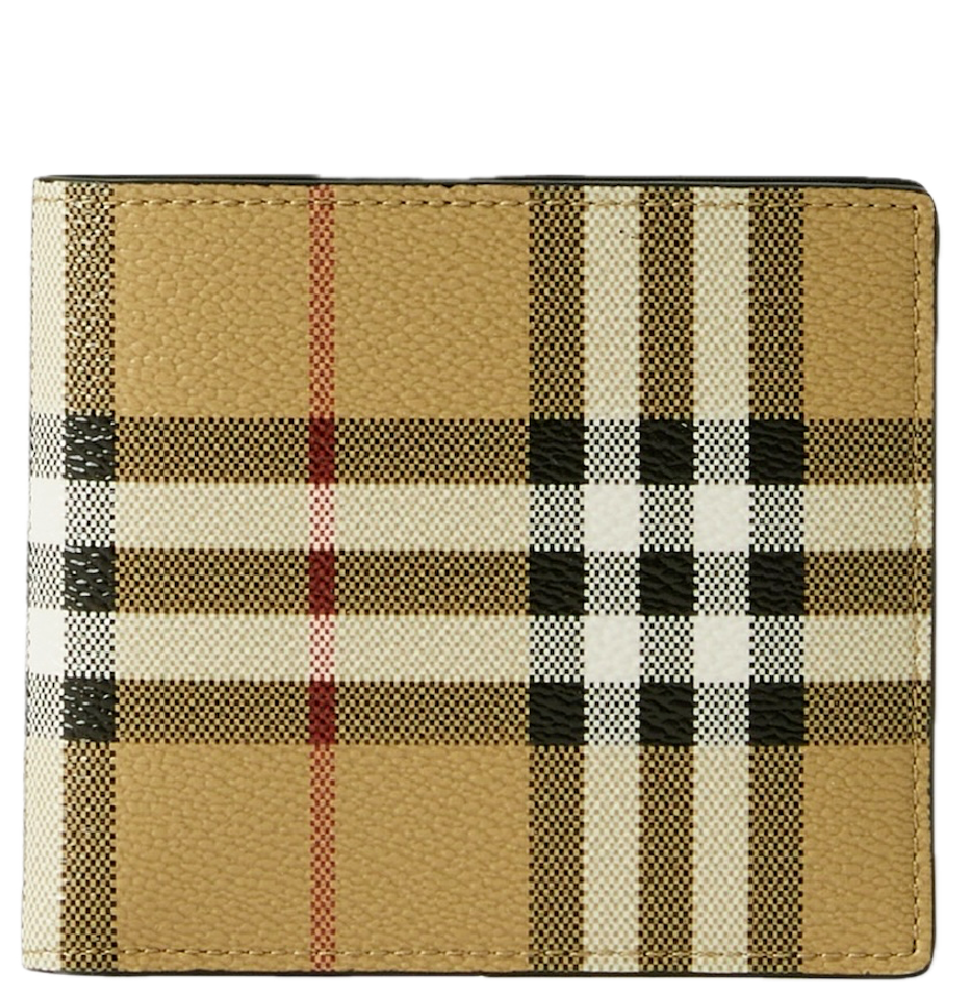  Ví Nam Burberry Check Bifold Coin Wallet 'Beige' 