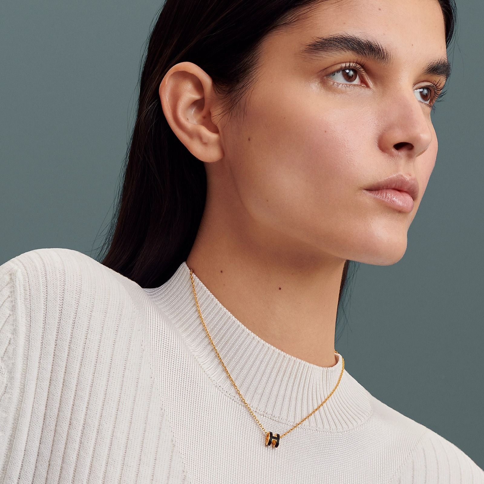  Vòng Cổ Nữ Hermes Mini Pop H Pendant 'Noir' 