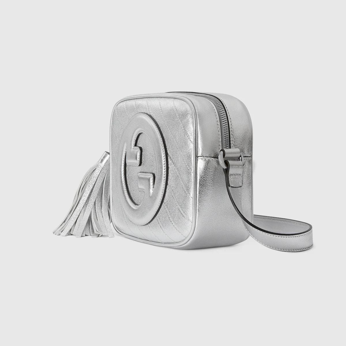  Túi Nữ Gucci Blondie Small Shoulder Bag 'Metallic Silver' 