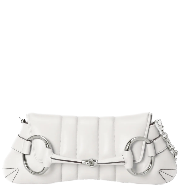  Túi Nữ Gucci Horsebit Chain Medium Shoulder Bag 'White' 