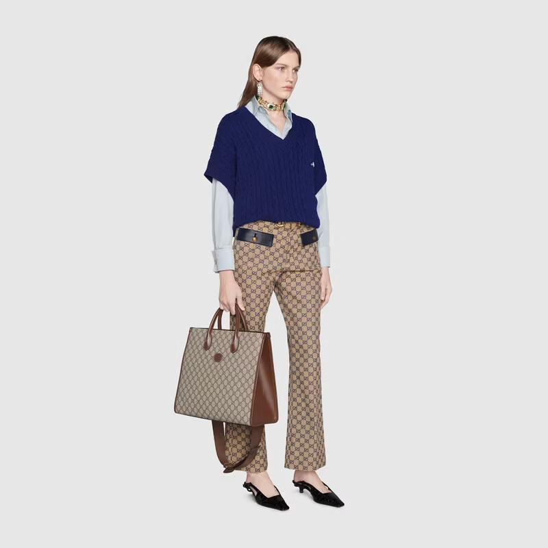  Túi Xách Nữ Gucci Medium Tote With Interlocking G 'OG Supreme' 
