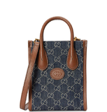  Túi Nữ Gucci Mini Tote Bag With Interlocking G 'Blue Ivory' 