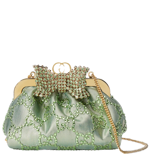  Túi Nữ Gucci Moiré Fabric Handbag With Bow 'Mint Green' 