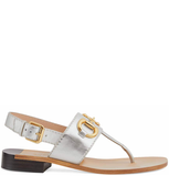  Dép Nữ Gucci Sandal With Horsebit Leather 'Silver Metallic' 