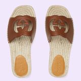  Dép Nam Gucci Interlocking G Cut-Out Slide Espadrille 'Brown' 