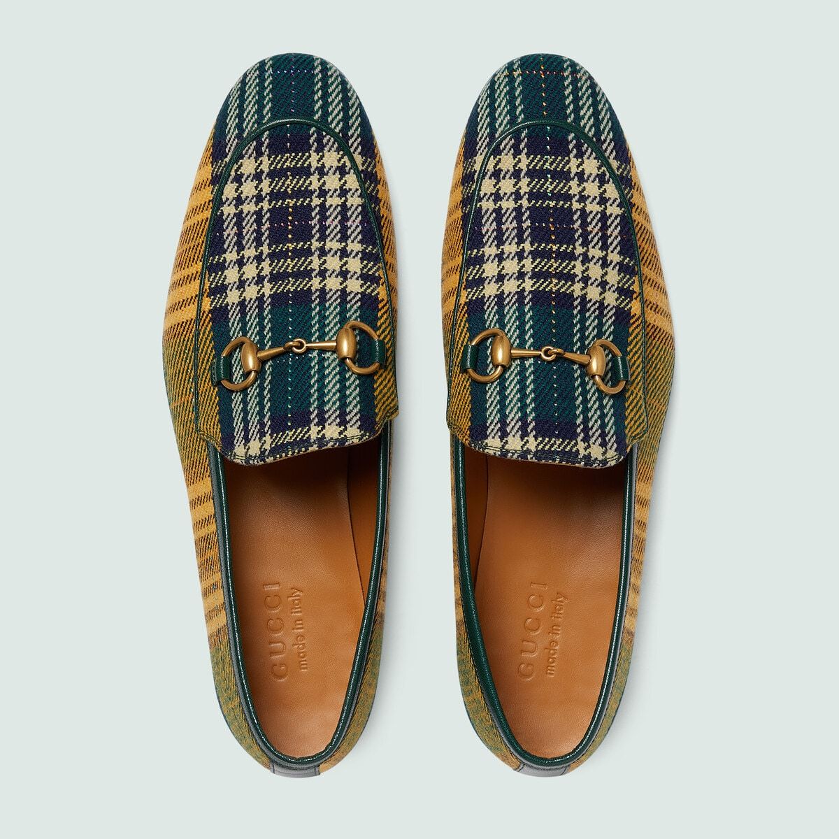  Giày Nam Gucci Jordaan Tartan Tweed Loafer 'Yellow Blue Green' 