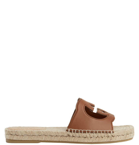  Dép Nam Gucci Interlocking G Cut-Out Slide Sandal 'Brown' 