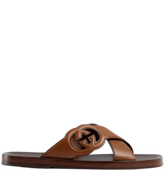  Dép Nam Gucci Interlocking G Slide Sandal 'Brown' 