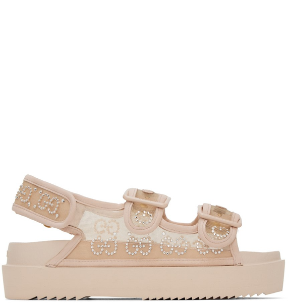  Dép Nữ Gucci GG Sandal With Crystals 'Rose Beige' 
