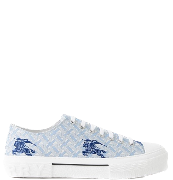  Giày Nam Burberry EKD Monogram Cotton Sneakers 'Pale Blue' 