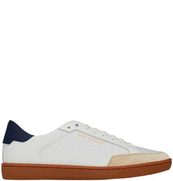  Giày Nam Saint Laurent Court Classic Perforated Sneakers 'White' 