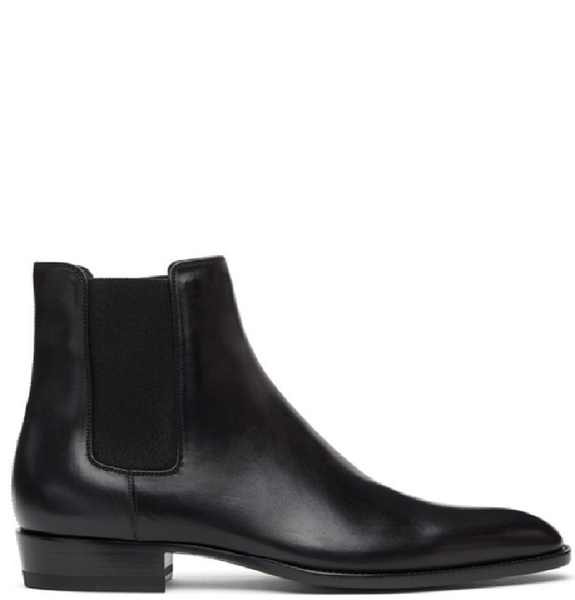  Giày Nam Saint Laurent Wyatt Smooth Leather 'Black' 