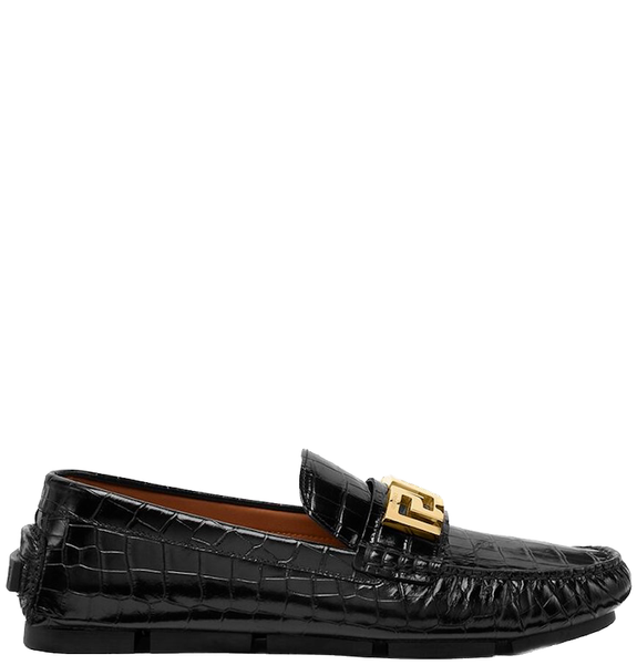  Giày Nam Versace Greca Croc-effect Loafers 'Black' 